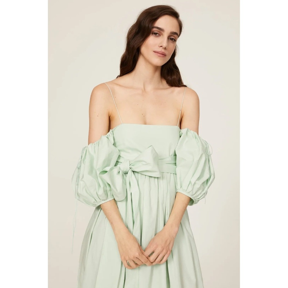 Cecilie Bahnsen Mint Green Cotton‎ Poplin Joel Midi Dress US 4 UK 8